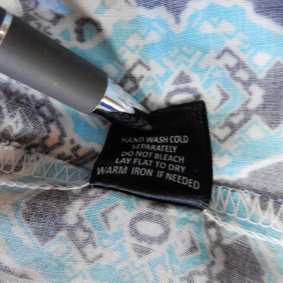 Skies Are Blue Dress Medium Colorful Aztec Print Boho Hippie VNeck Short Sleeve - Picture 8 of 9